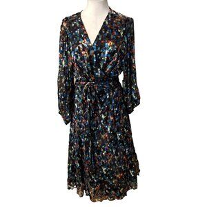 Maree Pour Toi Wrap Maxi Dress 20 Colorful Flowy Kalediscope Silk MIx NEW $179